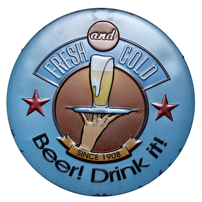 BBQ Zone Retro Plaque Metal Tin Signs Cafe Bar Pub Signboard Wall Decor Vintage Nostalgia Round Plates Christmas Gift 30CM R006