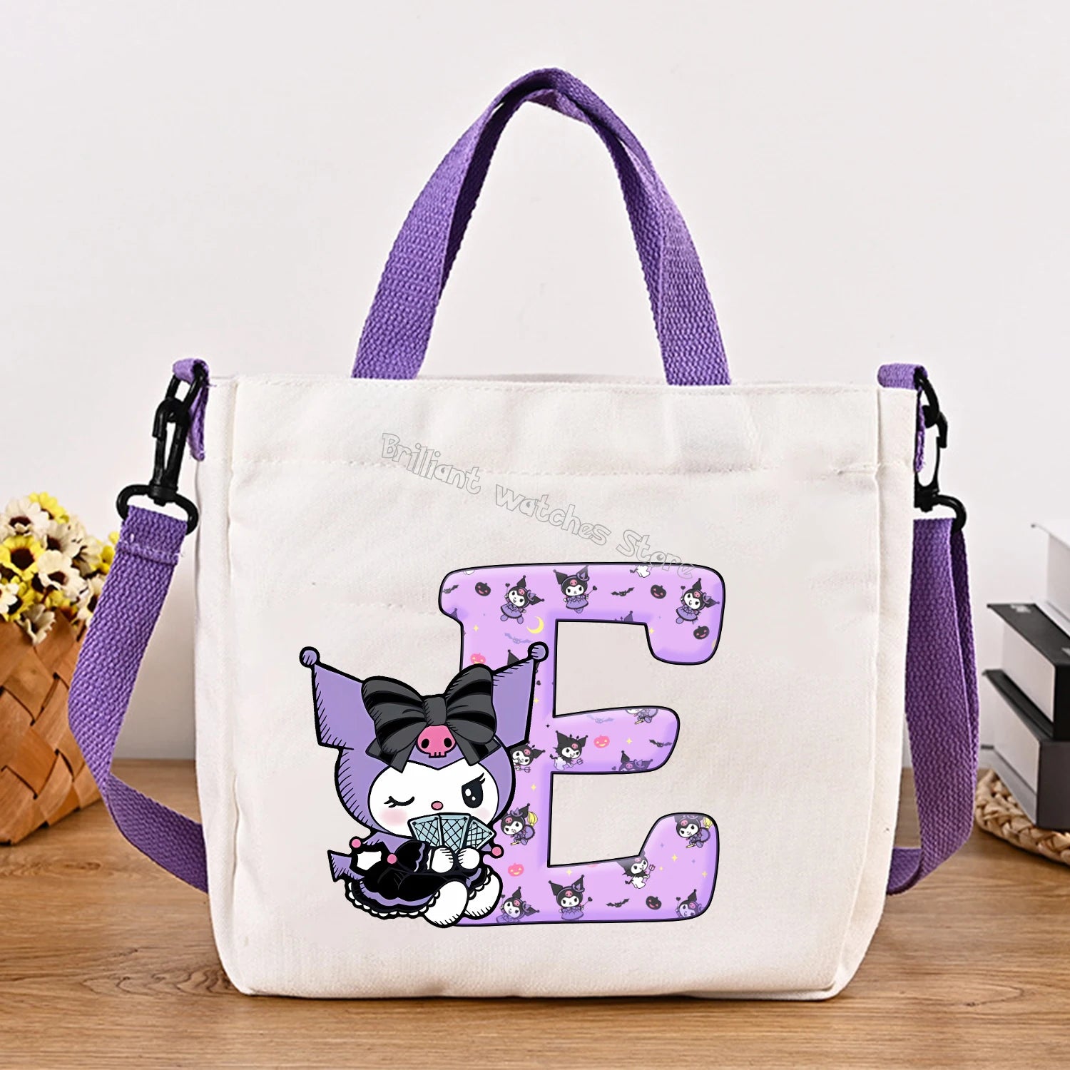Kuromi Woman Shoulder Bag Cute Cartoon Handbag New Girls Large Capacity Crossbody Bag Fashion Portable Canvas Storage Bags Gift