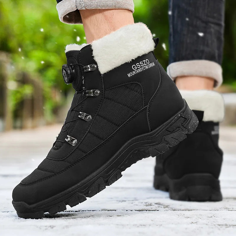 Winter Men Boots Outdoor Men Snow Boots High Top Cotton Boots with Fur Waterproof Non-slip Ankle Boots Lightweight Work Boots