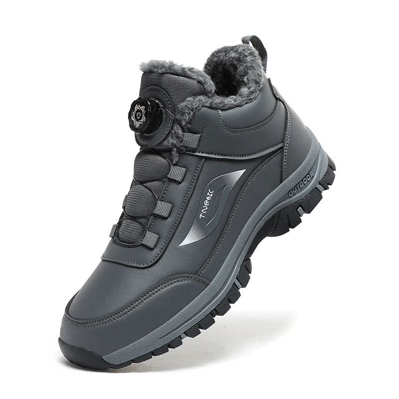 Winter Boots for Men New Waterproof PU Leather Warm Snow Ankle Boots Outdoor Warm Plush Non-slip Work High-top Casual Shoes