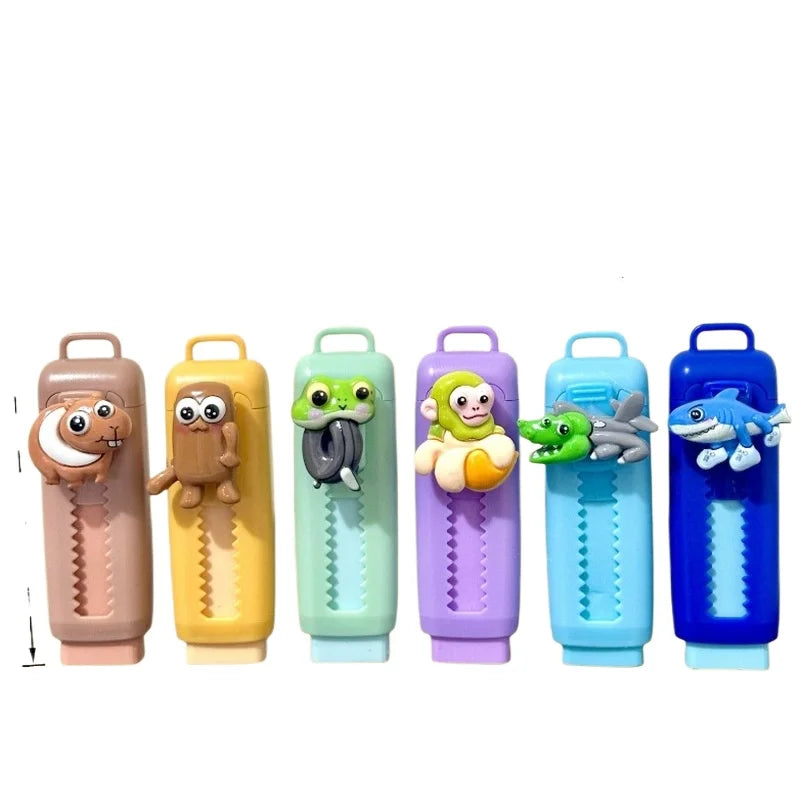 6pcs Tralalero Tralala Push-Pull Eraser Writing Drawing Pencil Erasers Stationery Office School Supplies Stationery Wholesale