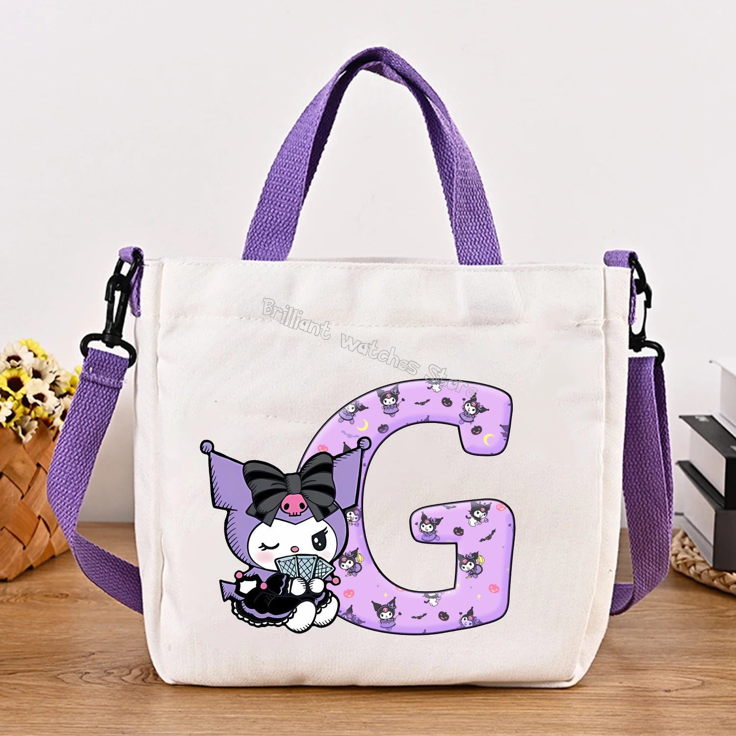Kuromi Woman Shoulder Bag Cute Cartoon Handbag New Girls Large Capacity Crossbody Bag Fashion Portable Canvas Storage Bags Gift