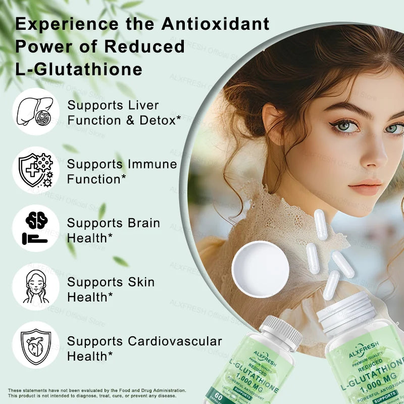 Capsule di glutatione per schiarire la pelle, benefici anti-invecchiamento, sostenere la salute del cervello, aumentare l'energia, alleviare la stanchezza, migliorare l'immunità