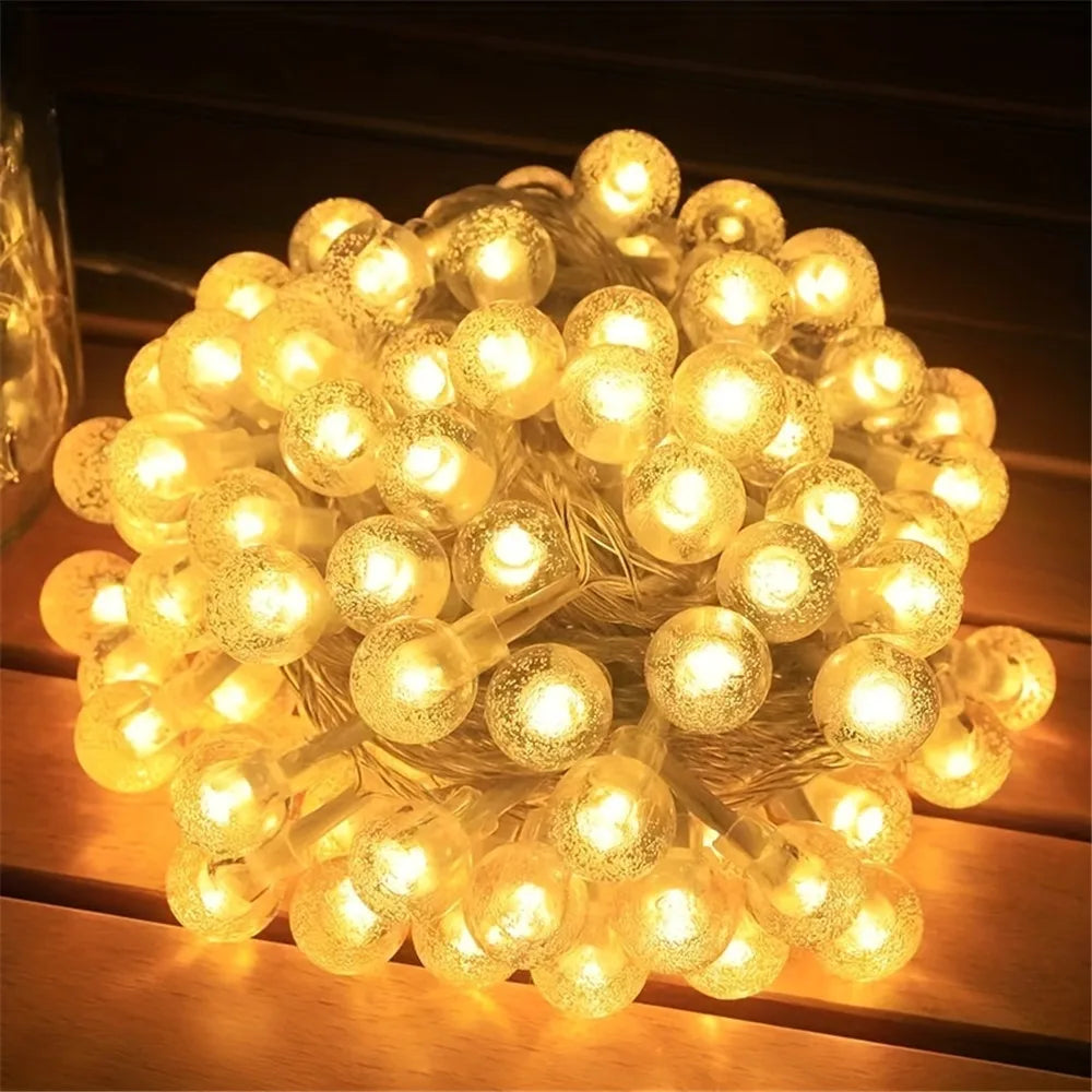 LED Bubble Ball String Lights Golden Glow Battery Operated Indoor Fairy Lights for Wedding Holidays New Year 2026 Decorations