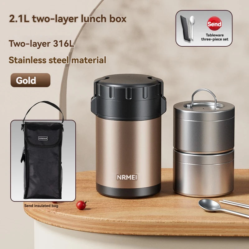 Stainless Steel Lunch Box, Large Capacity, Outdoor Portable Bento Box, Multi-Layer Thermal Food Storage Container, New Upgrade