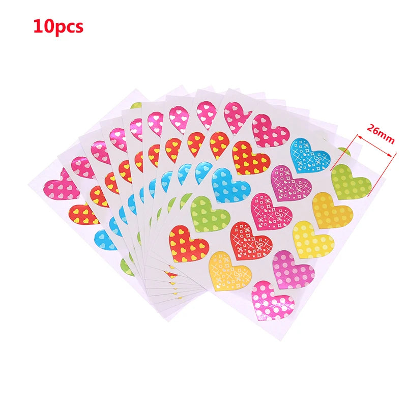 10 Sheets/Pack Gold-Plated Award Glitter Stickers Mother Teacher Praise Label Award Five-Pointed Star Love Sticker