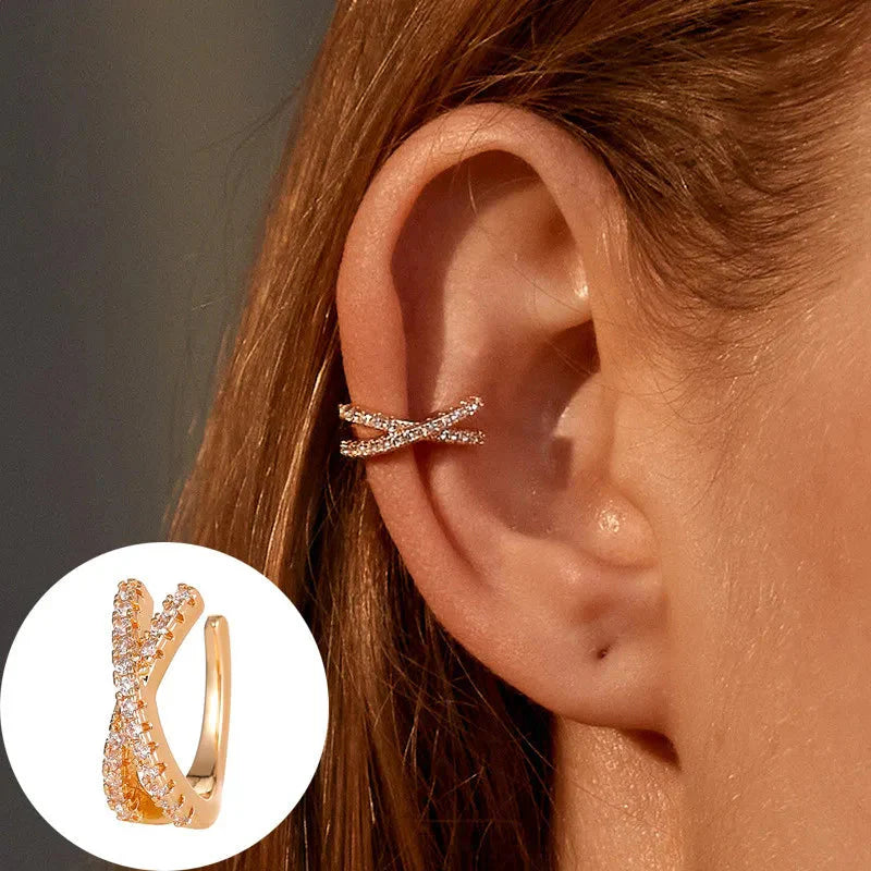 VAGZEB Bohemian NO Piercing Crystal Rhinestone Ear Cuff Wrap Stud Clip Earrings For Women Girl Trendy Earrings Jewelry Bijoux-9