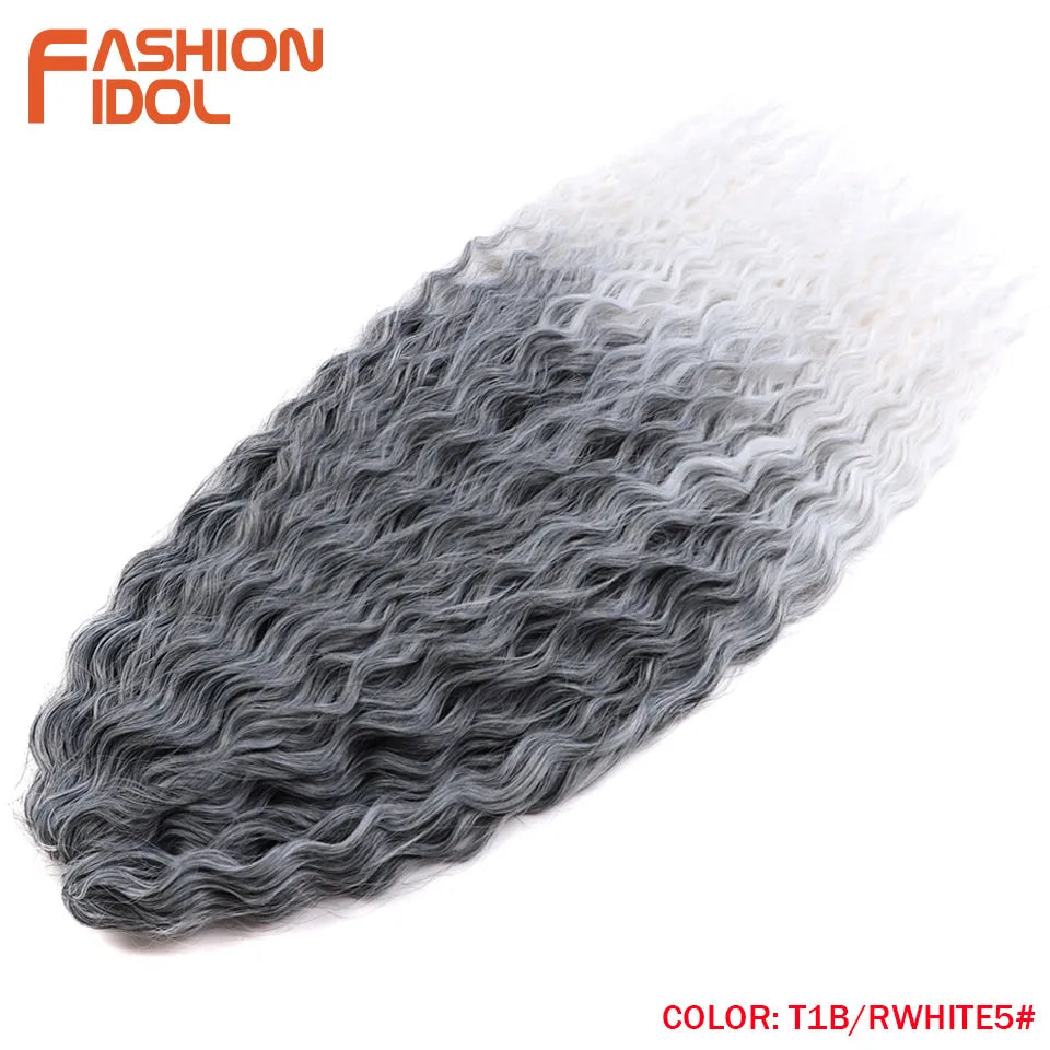 FASHION IDOL Ariel Twist Crochet Hair Synthetic 22 Inch 300g 3 Bundles Water Wave Hair Extensions Ombre Blonde Braid Curly Hair