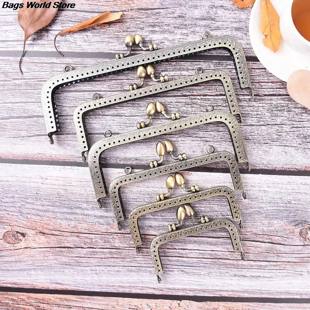 1PCS Bronze DIY Purse Handbag Handle Coins Bags Metal Kiss Clasp Lock Frame New Fashion Handle 8.5/10.5/12.5/15/16/18/20cm