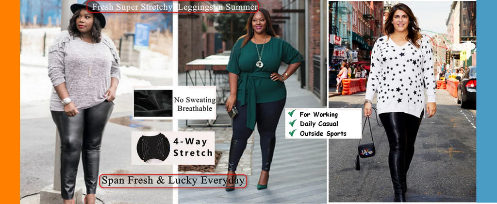 Shiny Plus Size Leggings Black 2X 3X Super Stretch Spandex Clothing PU Leather Pant Tummy Control Oversized Faux Leather Legging