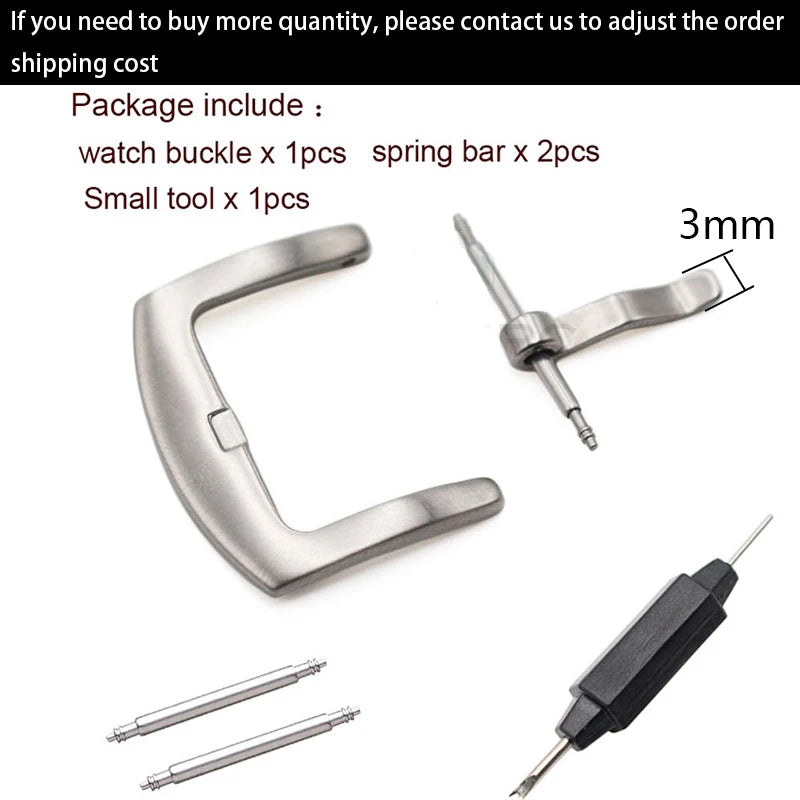 Metal Watch Band Buckle 16 18 20 22 24mm Men Watchband Strap Silver Black Gold Stainless Steel Clasp Accessories