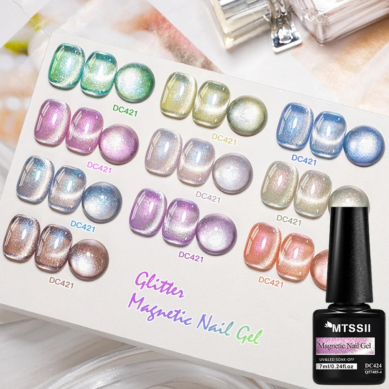 Auroras Glitter Cat Magnetic Gel Gel Polish Sparkling Glitter Laser Semi Permanent Soak Off UV Gel Varnish Manicure Nail Art DIY