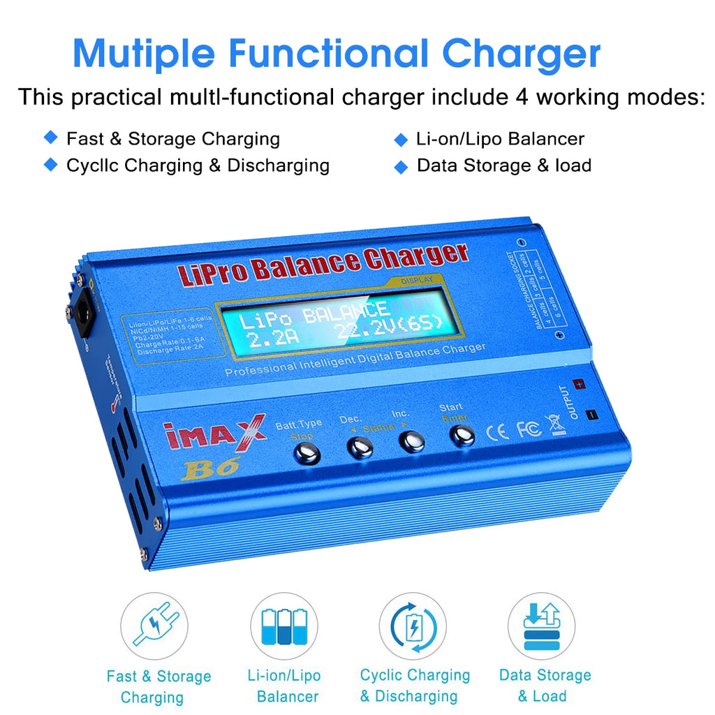 HTRC iMAX B6 80W Battery Charger Lipo NiMh Li-ion Ni-Cd Digital RC Lipo Charger + 15V 6A Adapter Balance Charger Discharger