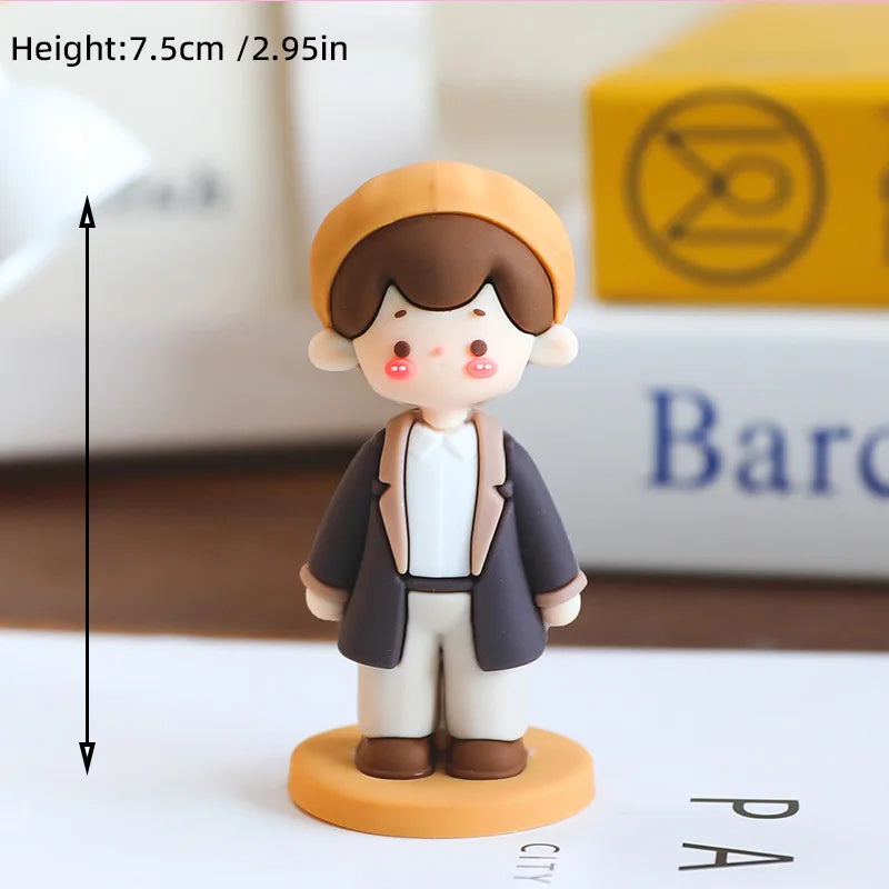 Valentine's Day Casual Wear Boys Girls Cake Decoration Cartoon Personality Couple Confession Doll for Birthday Cake Toppers