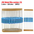 20pcs 2W Metal film resistor 1% 1R ~ 1M 2.2R 4.7R 10R 22R 47R 100R 220R 470R 1K 10K 100K 2.2 4.7 22 47 100 220 470 ohm