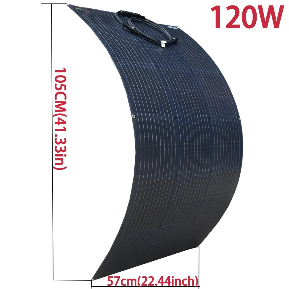 Solar Panel 110W 120W 220W 240W 18V With 9PCS By-Pass Diode ETFE Flexible Solar Cell 12v Battery Charger  For Camping RV Boat