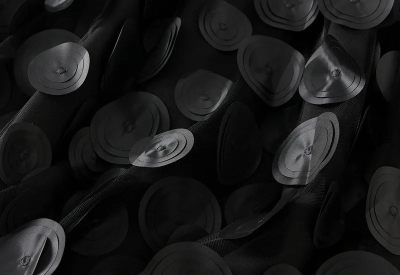 Autumn Winter 3D Circular Applique Mesh Long Skirts 2024 Korean Fashion Hepburn Style High Waist A-LINE Skirt