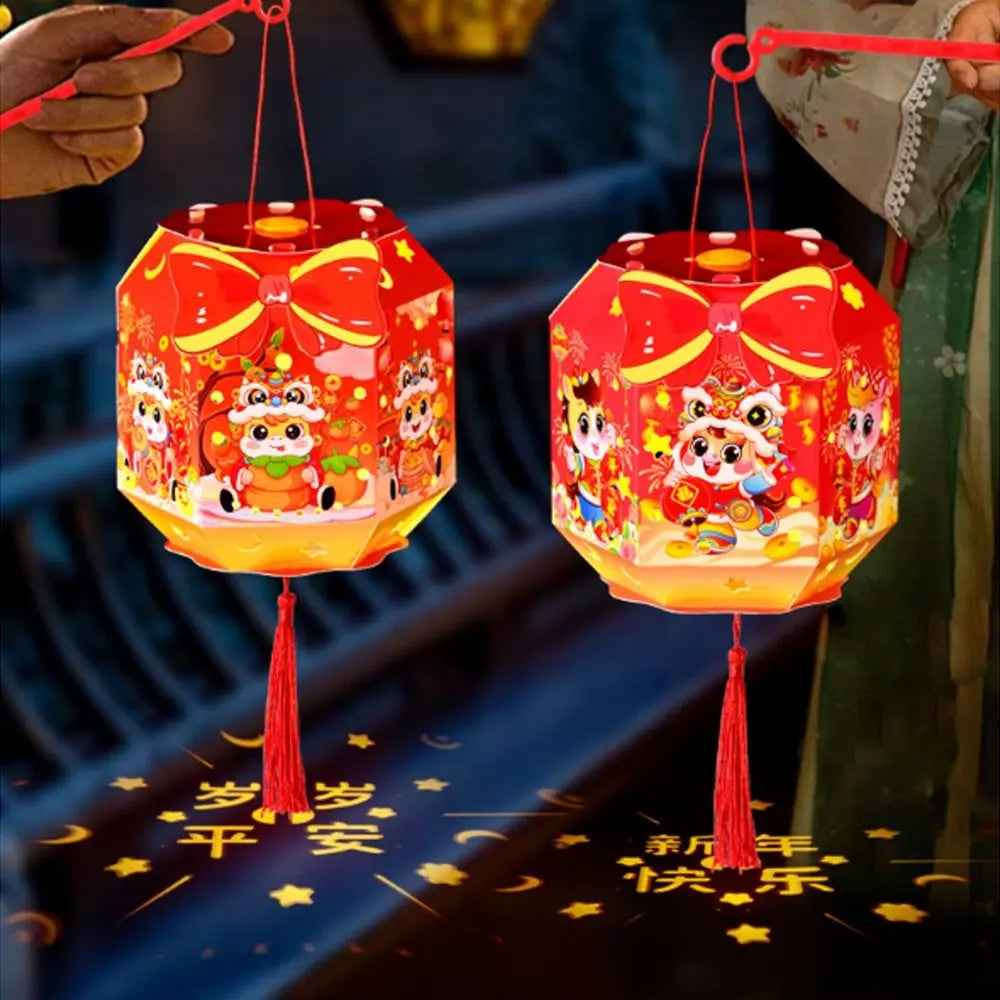 Ancient Chinese New Year Lantern Cartoon Luminous 2026 Horse Year Lantern Traditional with Tassel Handheld Lantern Kindergarten
