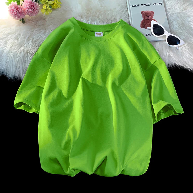 Oversized Summer Short Sleeve Men's T Shirt New Fashion Solid Loose O-Neck T Shirts Mens Cotton Hip Hop Streetwear Top Tees 5XL