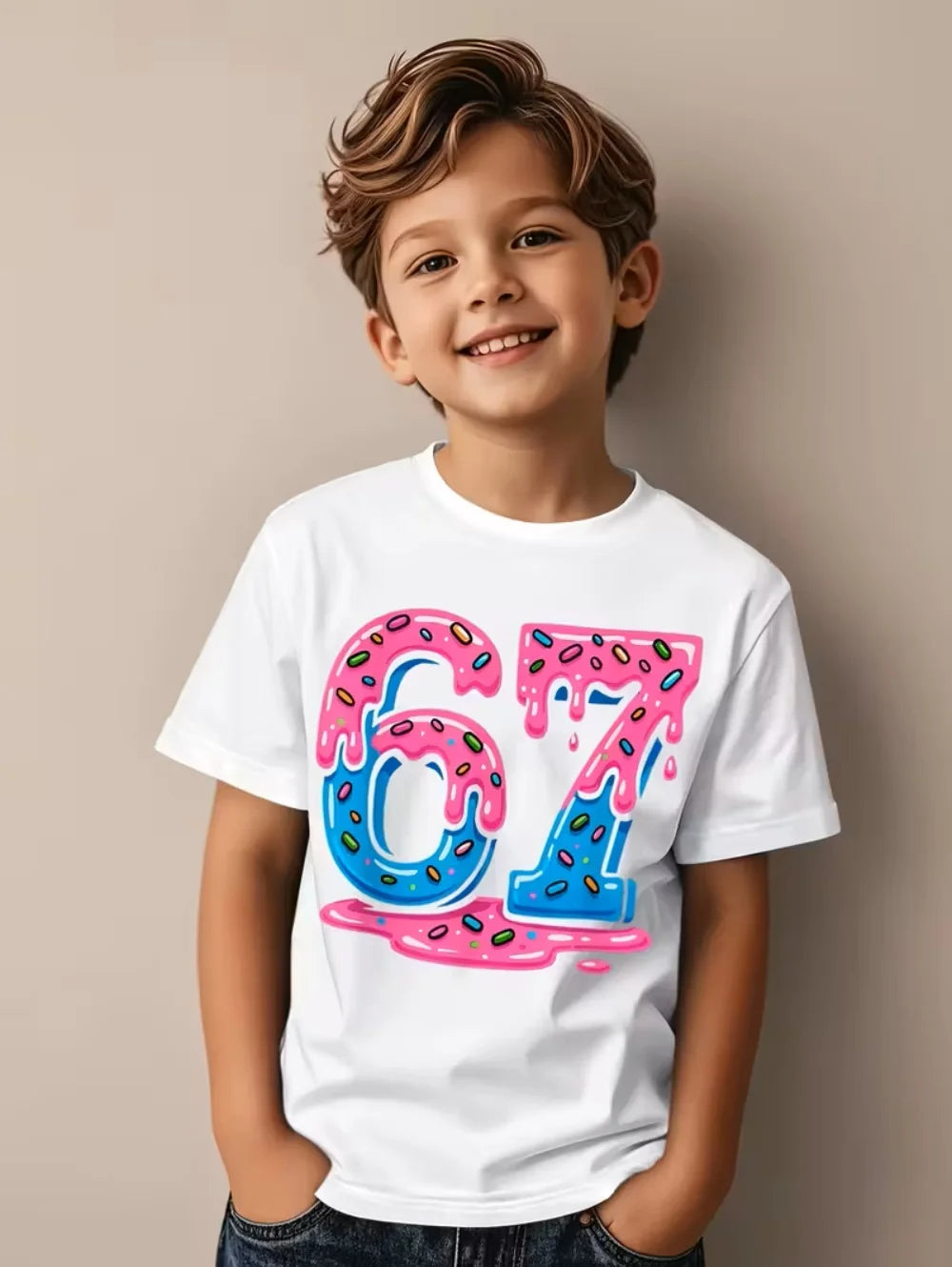 Fun Six Seven 6 7 Meme Design T-Shirt for Kids Chaotic Humor Y2k Game Saying Tee Novelty Gift Boy Top Fashion Children's Clothes