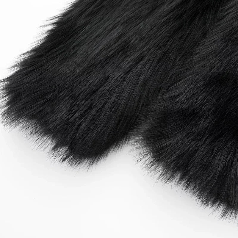 Winter Short Coat Turn Down Collar Elegant Fashion Lapel Faux Fur Coat Jacket French Style Female Warm Outerwear Women Clothing