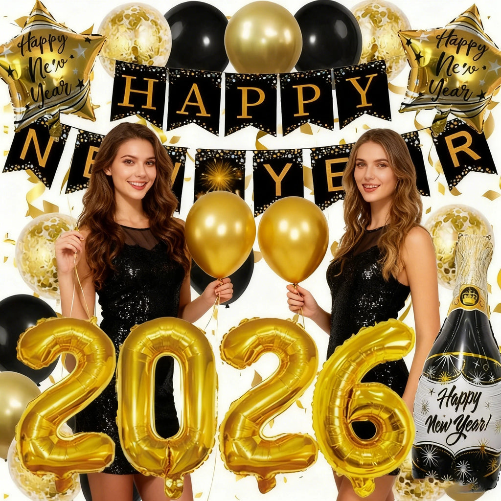 2026 New Year Decorations Balloons Arch New Years Eve Party Supplies Happy New Year Banner Perfect for New Year Decor