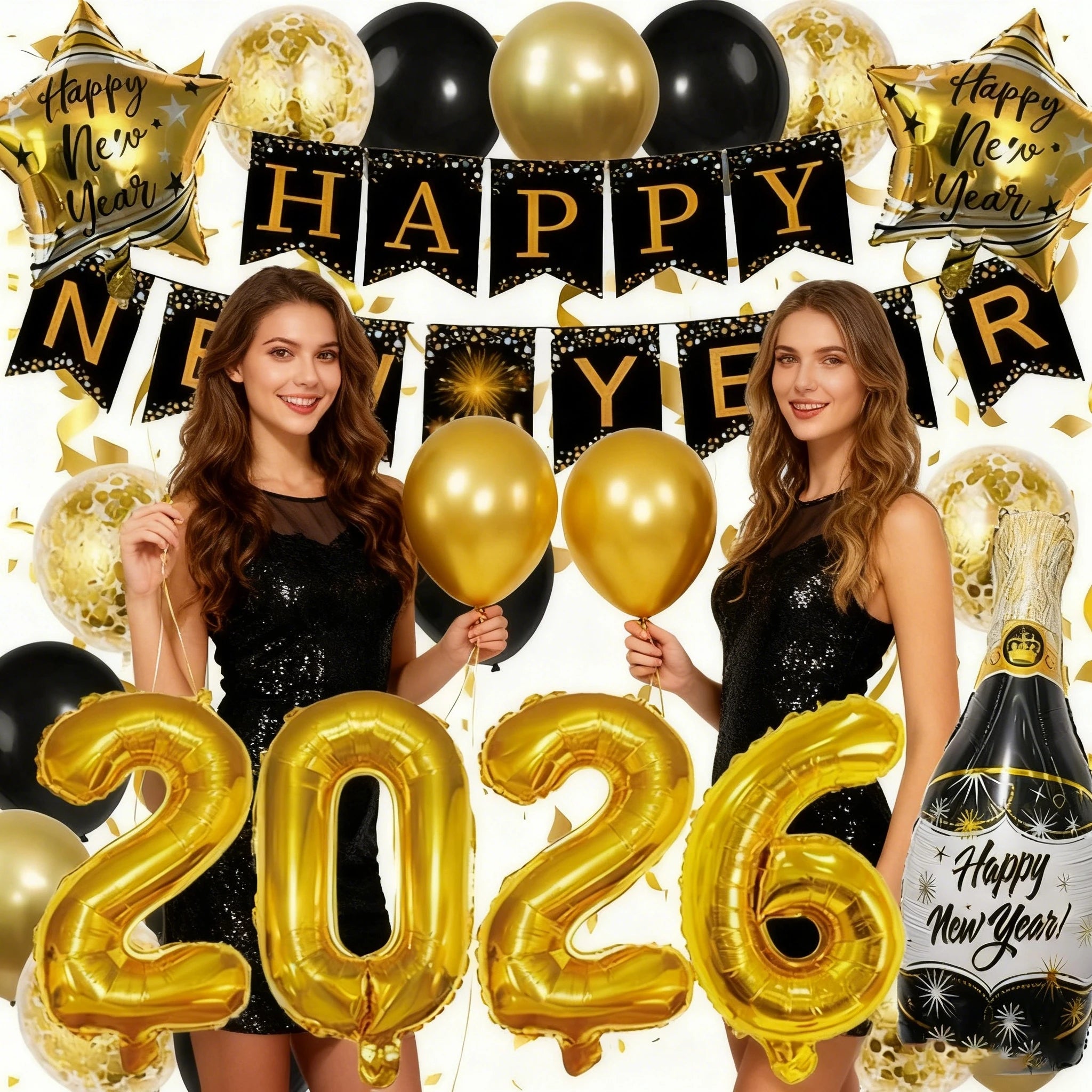 2026 New Year Decorations Balloons Arch New Years Eve Party Supplies Happy New Year Banner Perfect for New Year Decor