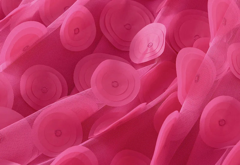 Autumn Winter 3D Circular Applique Mesh Long Skirts 2024 Korean Fashion Hepburn Style High Waist A-LINE Skirt