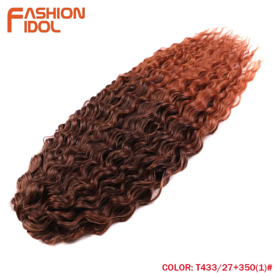 FASHION IDOL Ariel Twist Crochet Hair Synthetic 22 Inch 300g 3 Bundles Water Wave Hair Extensions Ombre Blonde Braid Curly Hair