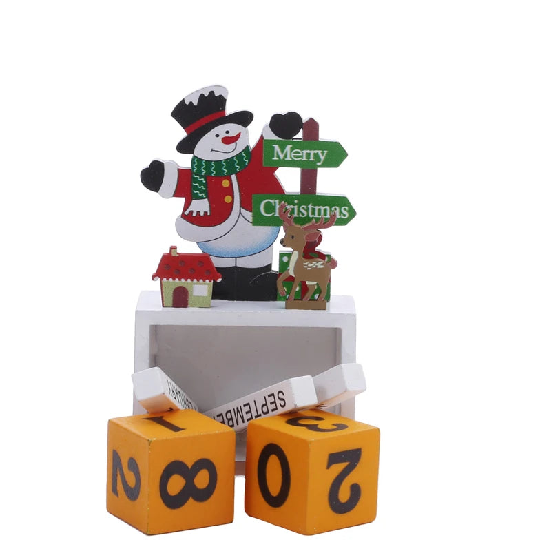 2024 New Year Countdown Calendar Elk Snowman DIY Wooden Ornaments Navidad Christmas Decoration Christmas Gift Kids Natal Noel