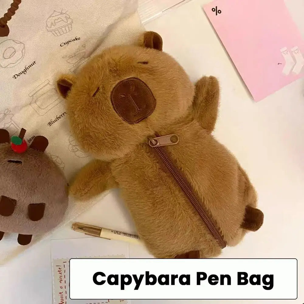 Creative Plush Pen Bag Large Capacity Capybara Toy Storage Bag Multifunctional Pencil Case Student