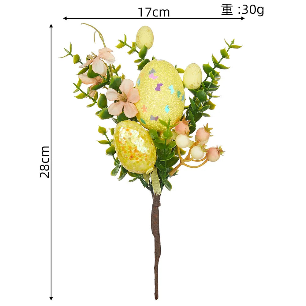Easter Eggs Branch DIY Tree Artificial Flower Arrangements Bouquets Desktop Decoration Home Office Garden Easter Party Decor