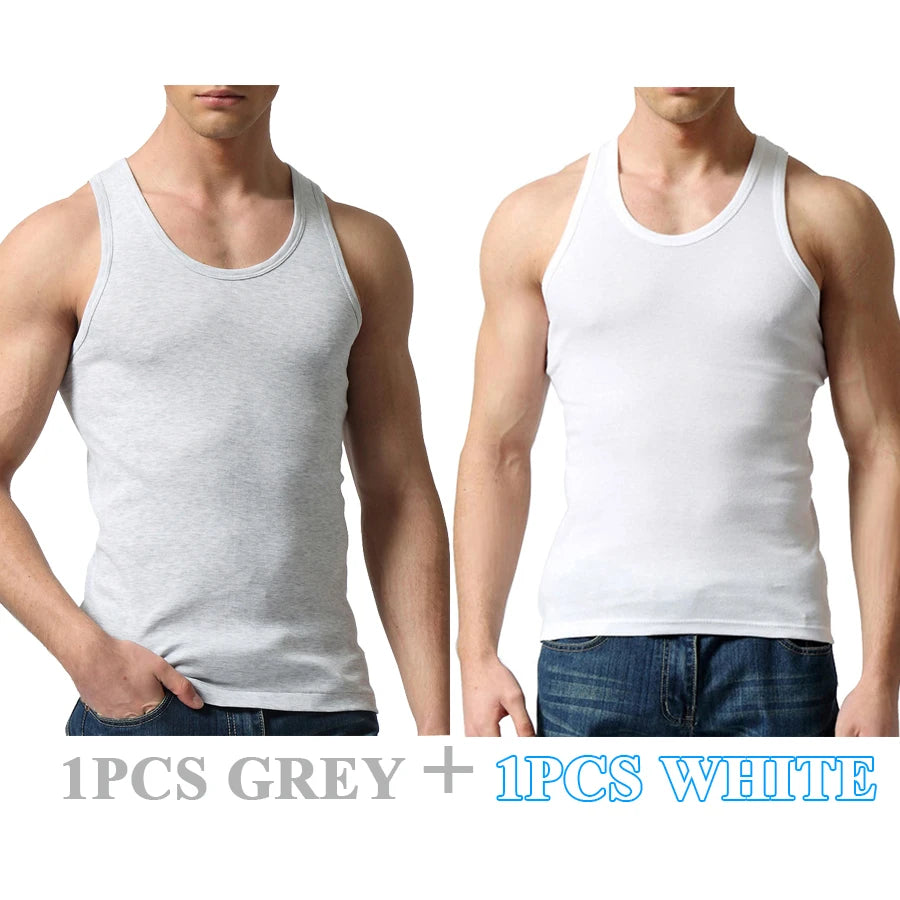 Tank Tops Men 100% Cotton Solid Vest Male Breathable Sleeveless Tops Slim Casual Gym Running Comfortable Undershirt Mens Gift