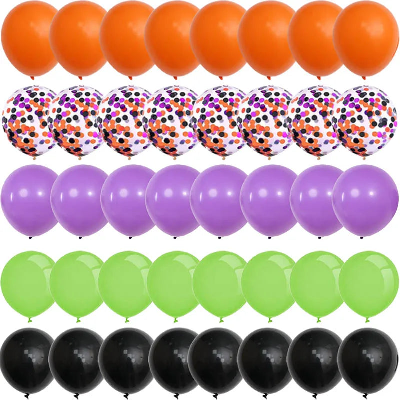 Halloween Decoration Black Orange Purple Balloon Bat Helium Ballon Confetti Metal Latex Globos Birthday Halloween Party Supplies