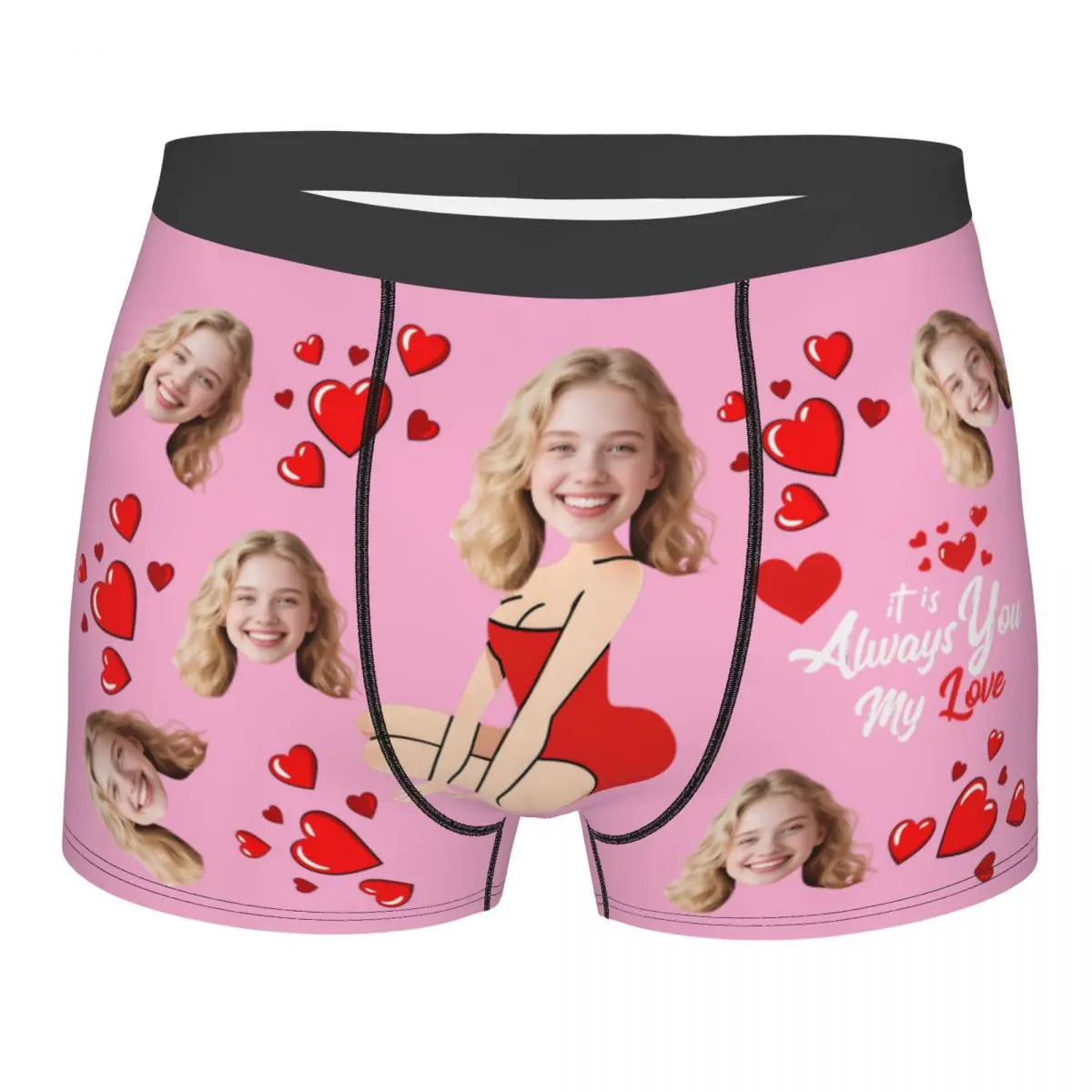 Valentine's Day Men's Personalized Face Photo Custom Underwear Design Your Own Boxer Briefs Panties Underpants For Husband