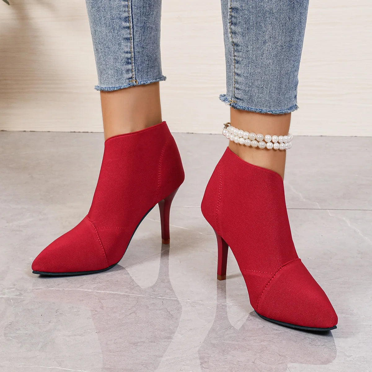 Spring and Autumn New Solid Tone Pointed Sleeve Wearing Thin Heel Versatile Single Boot Women Comfortable Women's Shoes2024
