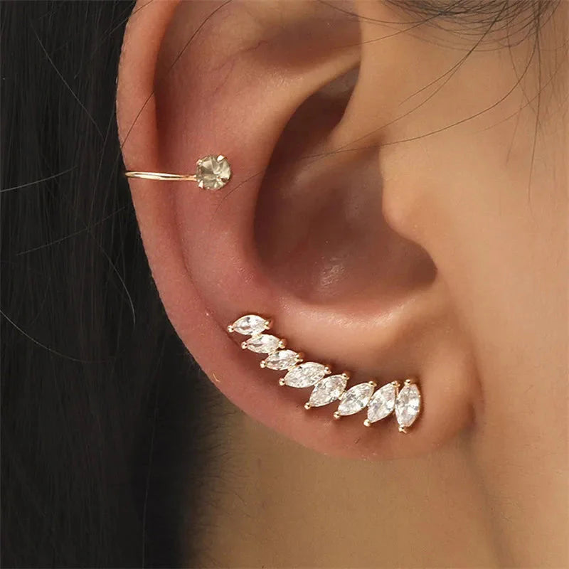 VAGZEB Bohemian NO Piercing Crystal Rhinestone Ear Cuff Wrap Stud Clip Earrings For Women Girl Trendy Earrings Jewelry Bijoux-19