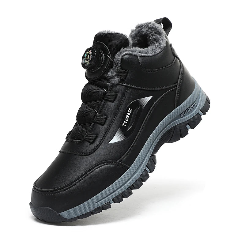 Winter Boots for Men New Waterproof PU Leather Warm Snow Ankle Boots Outdoor Warm Plush Non-slip Work High-top Casual Shoes