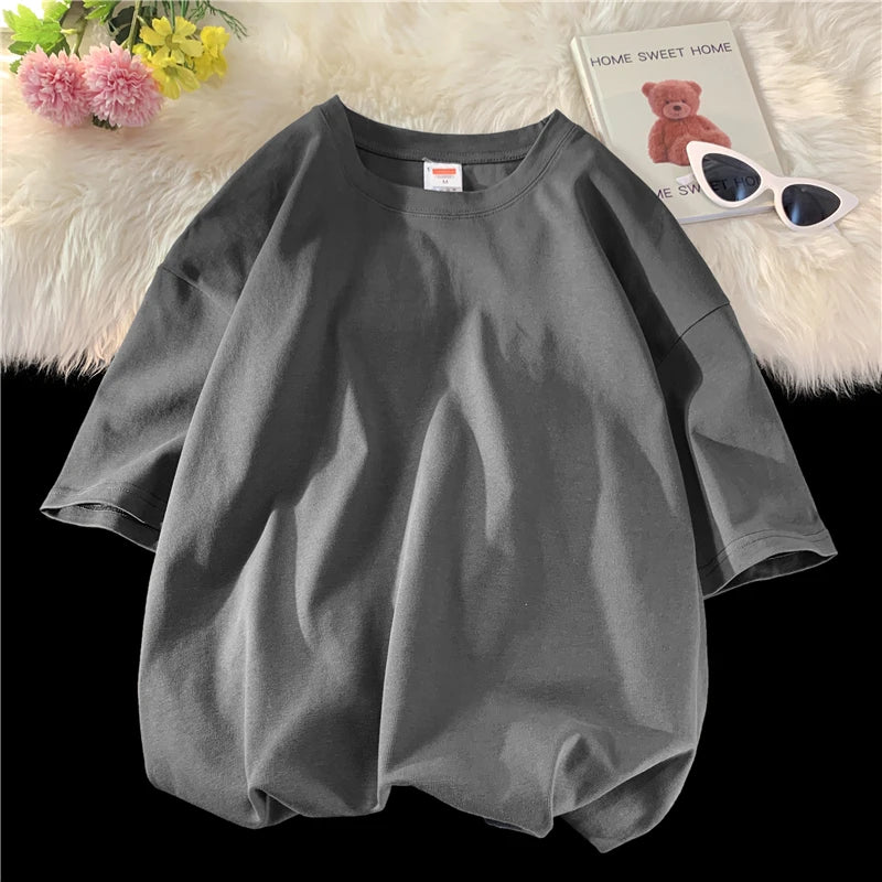 Oversized Summer Short Sleeve Men's T Shirt New Fashion Solid Loose O-Neck T Shirts Mens Cotton Hip Hop Streetwear Top Tees 5XL