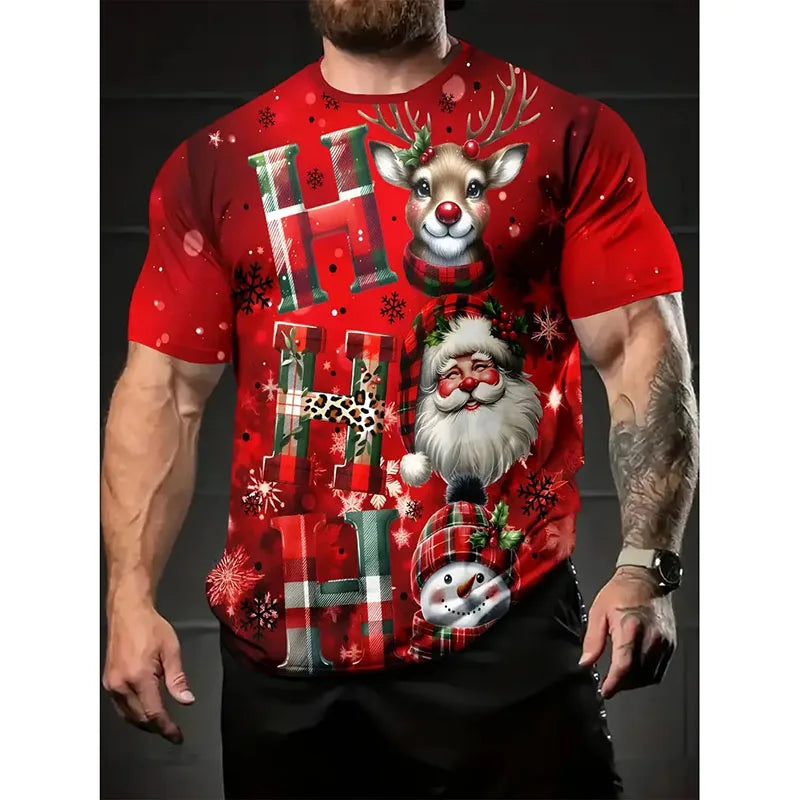 HO HO HO Happy Christmas T-shirt Unisex Cute Funny Colorful Santa Claus Print Short Sleeve T Shirts 2026 New In Kid Gift Tee