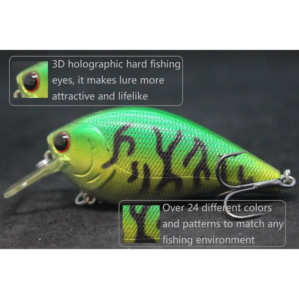 wLure Crankbait Fishing Lure 8.3cm 14.3g Square Bill Fat Body Wobbler 1 Meter Depth #4 Treble Hooks Assorted Colors C429