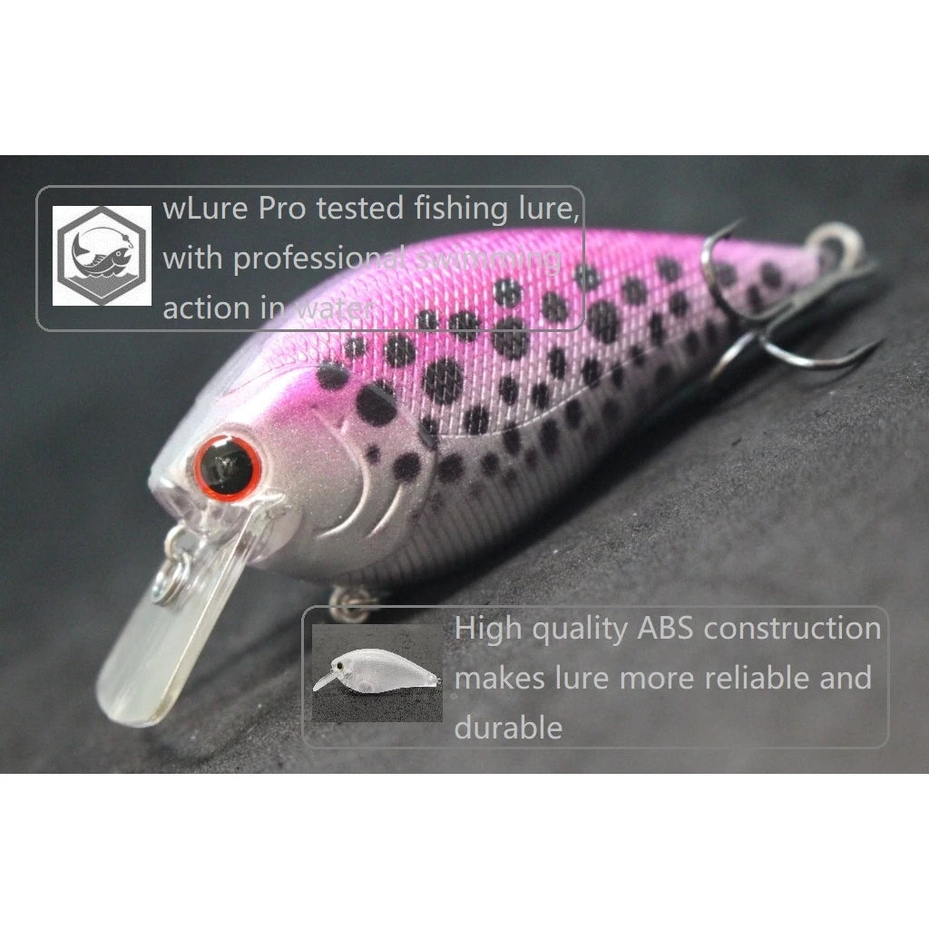 wLure Crankbait Fishing Lure 8.3cm 14.3g Square Bill Fat Body Wobbler 1 Meter Depth #4 Treble Hooks Assorted Colors C429