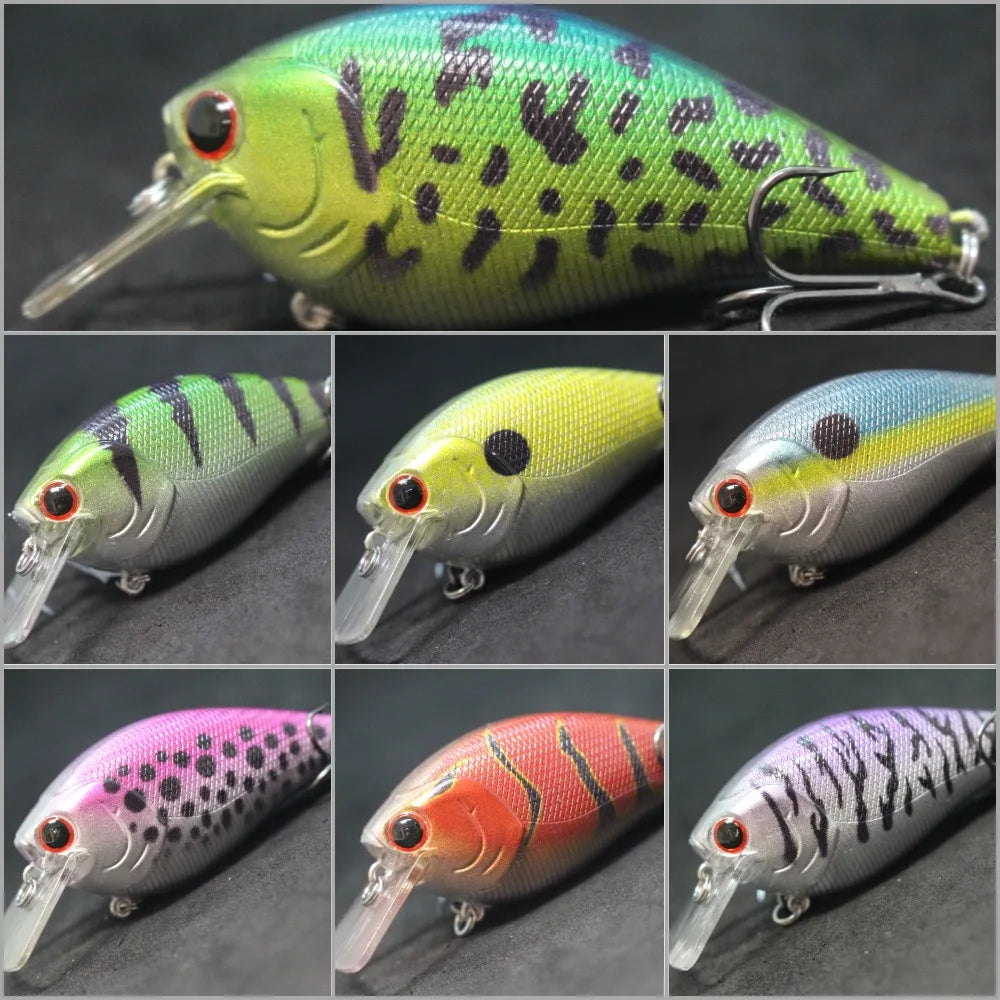 wLure Crankbait Fishing Lure 8.3cm 14.3g Square Bill Fat Body Wobbler 1 Meter Depth #4 Treble Hooks Assorted Colors C429