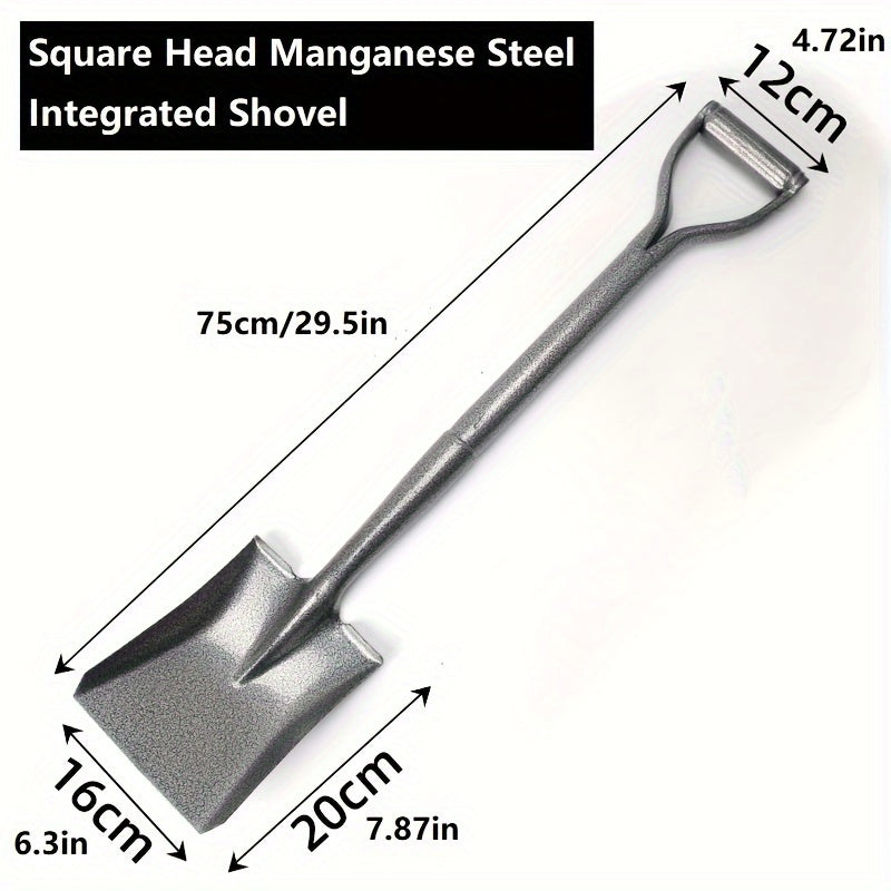 1pc Durable All-Manganese Steel Snow Shovel, Heavy-Duty Metal Ice Scraper for Driveway, Car Emergency, Home & Garden Use - Anti-Fall, Pressure Resistant, One-Piece Forging, Snow Removal Equipment | Functional Shovel | Heavydu