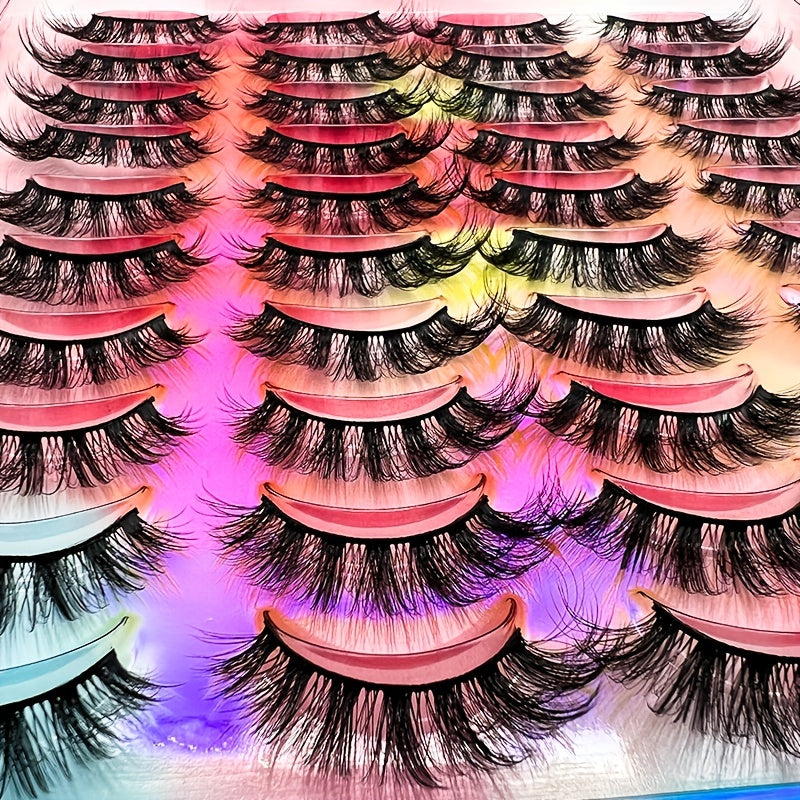 20 Pairs Natural False Eyelashes Fake Lashes Long Makeup 3D Faux Mink Lashes Extension Eyelash Mink Eyelashes For Beauty, Valentine's Day Gifts For Women