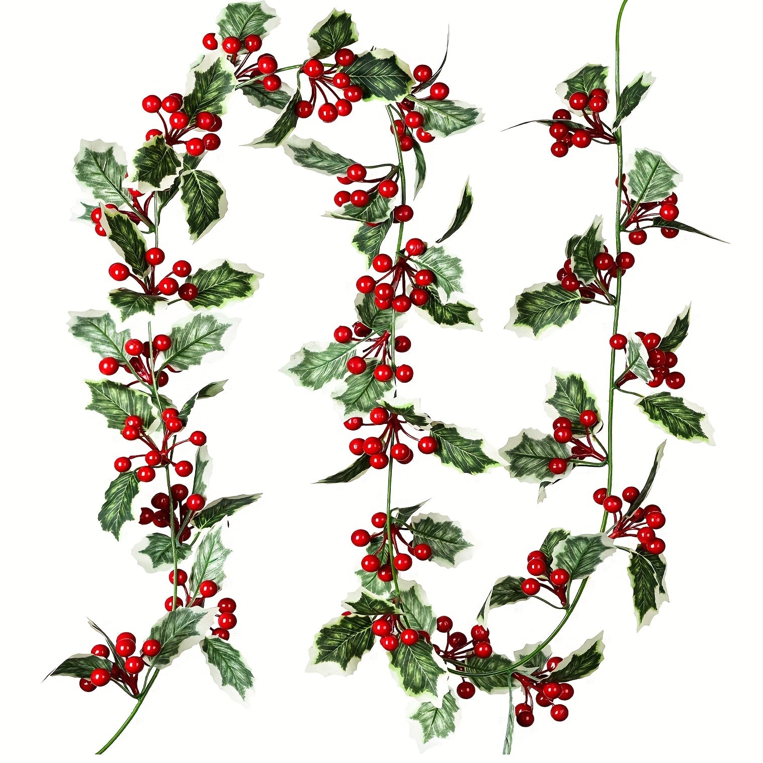 1pc Vibrant Red Berry Garland - Flexible Artificial Berry Decoration for Indoor Outdoor Home Fireplace, Winter Christmas Holiday New Year Decor, Door, Home, Garden, Outside, Office, Cafe Decor with Realistic Look and Easy Set
