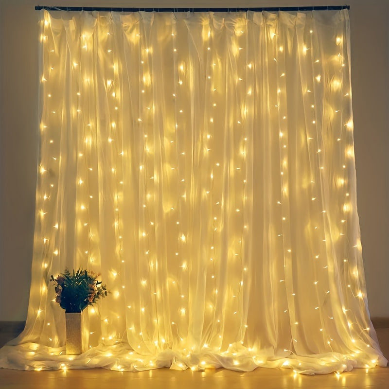 Curtain String Lights, 8 Modes Fairy Copper Light With Remote, USB Powered For New Year Christmas Bedroom Party, Wedding Home Garden Wall Decorations