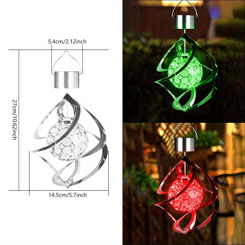 1pc Wind Spinner Solar Light, LED Wind Chimes, Outdoor Decor Changing Color Ball Wind Chimes Solar Hanging Lantern For Home Garden Outdoor Decoration