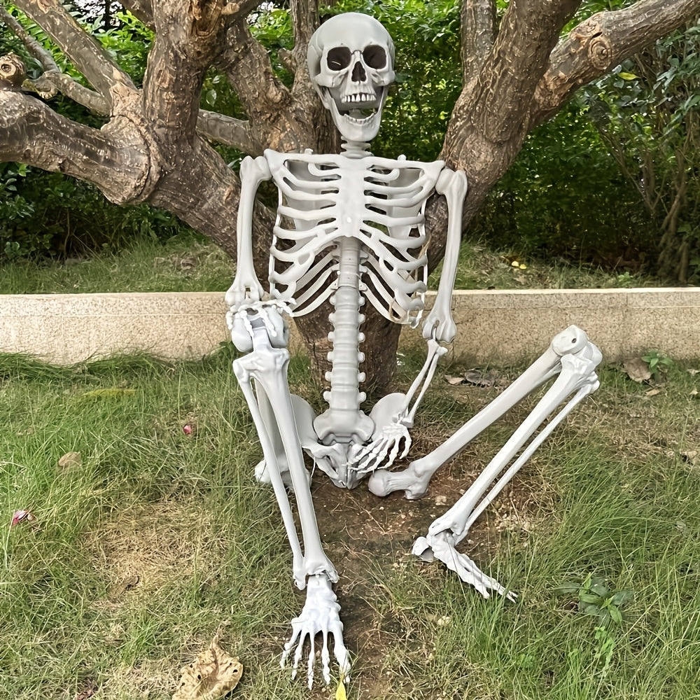 1pc Life-Size Creepy Fake Skeleton Sculpture - Realistic Halloween Decoration for Home, Garden, Haunted House, Party, and Spooky Season - Weather-Resistant, Durable, and Easy to Assemble