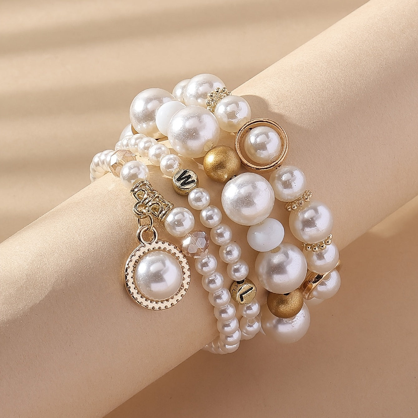 Vintage Beads & Faux Pearl Bracelets 4pcs/Set Accessories For Women